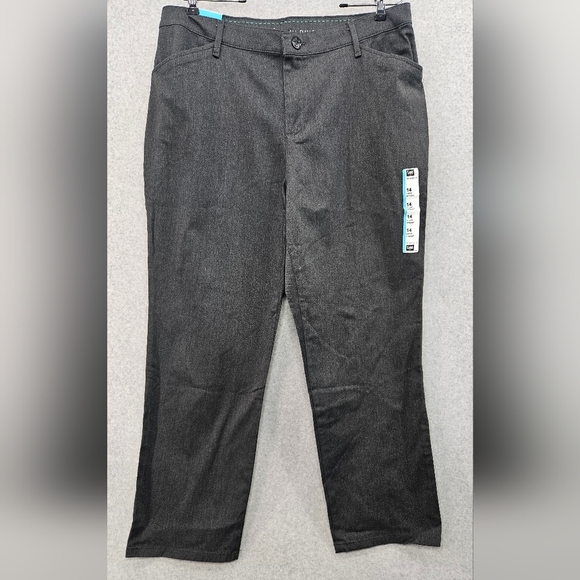 Lee Charcoal All Day Pant Relaxed Fit‎ Straight Leg Women's Size 14 Short - Picture 1 of 6